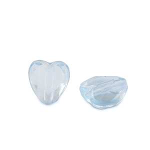 Perles acryliques c&oelig;ur Bleu aquamarine transparent