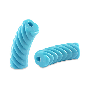 Perles tubes acryliques torsad&eacute; Bleu