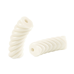 Perles tubes acryliques torsad&eacute; Blanc cass&eacute;