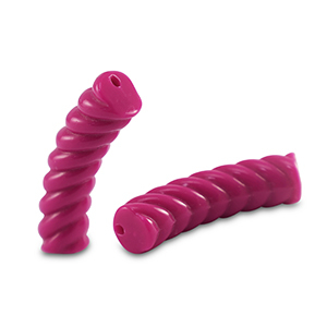 Perles tubes acryliques torsad&eacute; Rose magenta