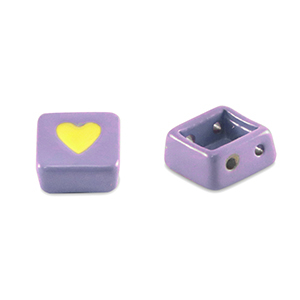 Perles tile carr&eacute; Violet paisley-jaune