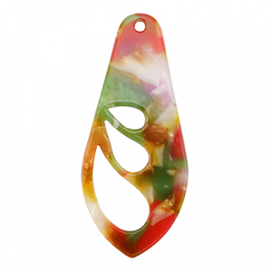 Pendentifs en r&eacute;sine aile Rose-vert multicolore