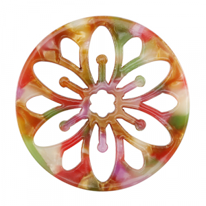 Pendentifs en r&eacute;sine mandala Rose-vert multicolore