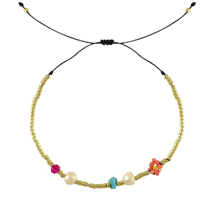 Bracelets tendance perles mixtes Rose-bleu-violet