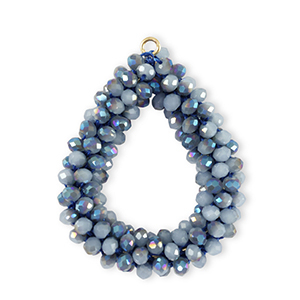 Boucles pendentifs facett&eacute;es goutte Bleu marine