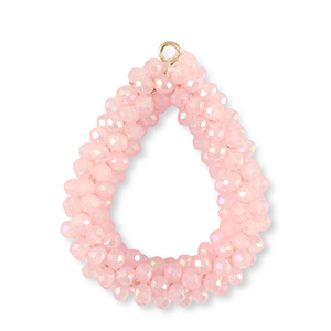 Boucles pendentifs facett&eacute;es goutte Rose clair