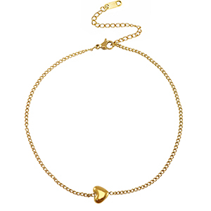 Chaines de cheville en acier Inox coeur Dor&eacute;