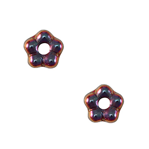 Perles tch&egrave;ques fleur 5mm Iris&eacute; fonc&eacute;