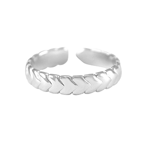 Bagues en acier Inox coeurs Argent&eacute;
