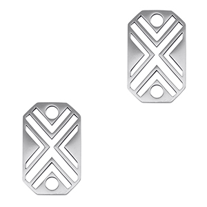 Breloques en acier Inox connecteur octogone X Argent&eacute;
