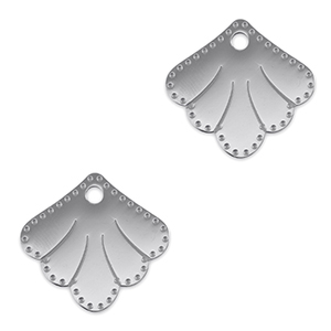 Breloques en acier Inox connecteur coquille Argent&eacute;