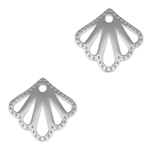 Breloques en acier Inox connecteur coquille Argent&eacute;