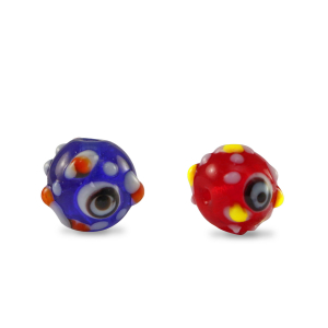 Perles en verre peintes &agrave; la main pois Multicolore