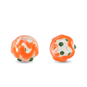 Perles en verre peintes &agrave; la main 8mm Transparent-vert orange