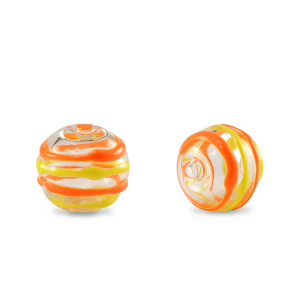 Perles en verre peintes &agrave; la main 8mm Transparent-jaune orange