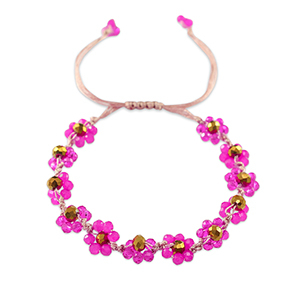 Cha&icirc;nes de cheville perles &agrave; facettes fleur Fuchsia-marron topaze