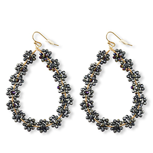 Boucles d&rsquo;oreilles facett&eacute;es goutte Dor&eacute;-bleu nuit