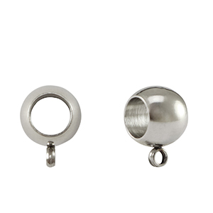Appr&ecirc;ts en acier inox perle avec anneau 8x5mm Argent&eacute;