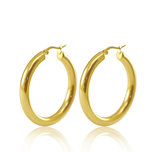 Boucles d'oreilles en acier Inox cr&eacute;oles 40mm Dor&eacute;