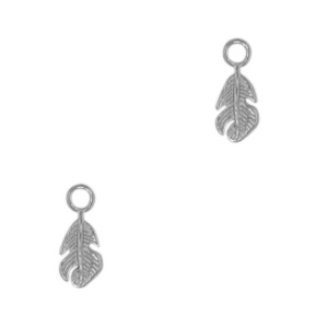 Breloques en acier Inox feuille Argent&eacute; antique