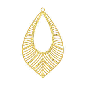 Breloques en acier Inox boh&egrave;mes feuille Dor&eacute;