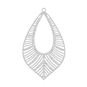 Breloques en acier Inox boh&egrave;mes feuille Argent&eacute;