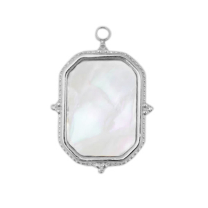 Breloques en acier Inox coquille rectangle Argent&eacute;-blanc (couleur naturelle)
