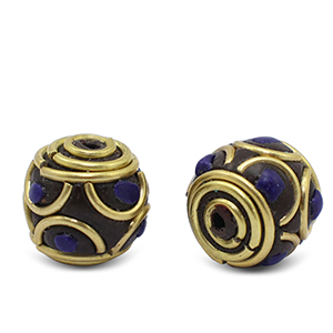Perles boh&egrave;mes Bleu royal fonc&eacute;-dor&eacute; antique