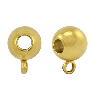 Perles en acier Inox avec anneau 8mm Dor&eacute;