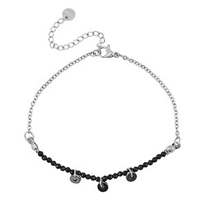 Bracelets en acier Inox Argent&eacute;-noir