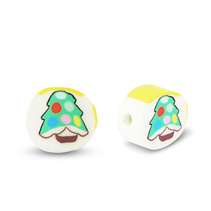 Perles en polym&egrave;re sapin de No&euml;l Blanc-vert