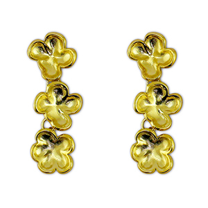 Boucles d'oreilles puces en acier Inox fleur Dor&eacute;