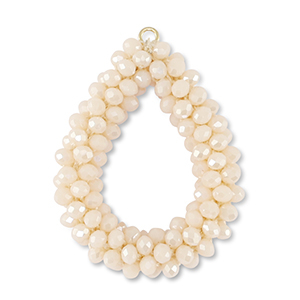 Boucles pendentifs facett&eacute;es goutte Blanc vanille