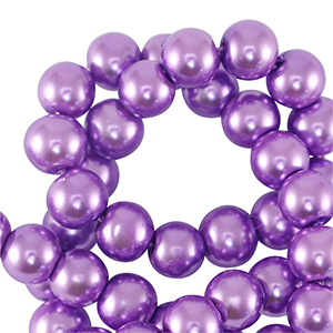 Perles en verre cir&eacute;es 8mm Violet