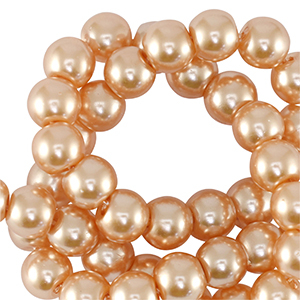 Perles en verre cir&eacute;es 8mm Rose p&ecirc;che