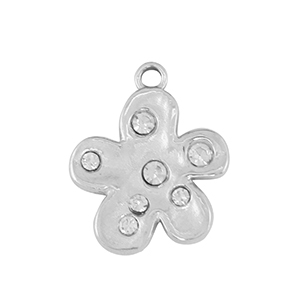 Breloques en acier Inox fleur Argent&eacute; /