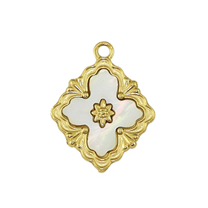 Breloques en acier Inox fleur Dor&eacute;