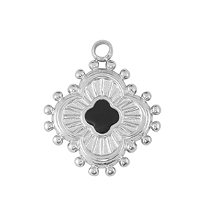 Breloques en acier Inox fleur Argent&eacute; /