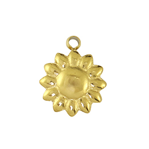 Breloques en acier Inox fleur Dor&eacute;