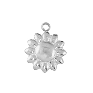 Breloques en acier Inox fleur Argent&eacute;