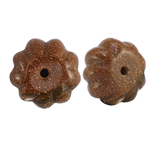 Pierres naturelles perles verre  fleur Paillett&eacute;es marron brique