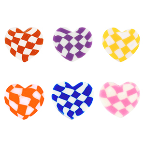Perles en polym&egrave;re coeur Multicolore
