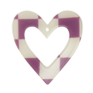 Pendentifs en r&eacute;sine c&oelig;ur Violet-beige