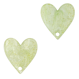 Pendentifs en r&eacute;sine c&oelig;ur Vert clair