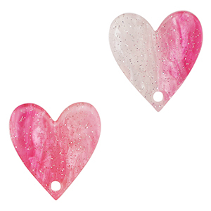 Pendentifs en r&eacute;sine c&oelig;ur Rose