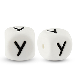 Perles lettres en silicone Y Blanc-noir