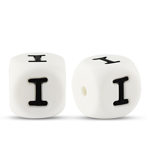Perles lettres en silicone I Blanc-noir