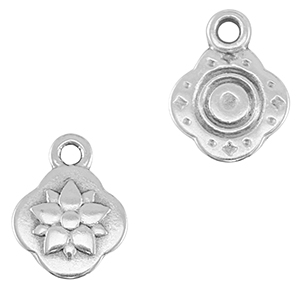 Breloques en m&eacute;tal DQ fleur Argent&eacute; antique (sans nickel)