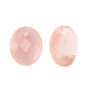 Breloque en pierre naturelle Verre ovale Rose