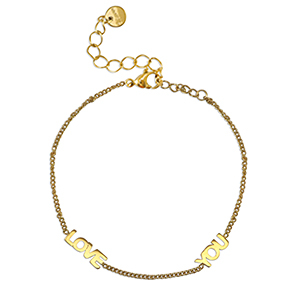 Bracelets en acier Inox ''LOVE YOU'' Dor&eacute;